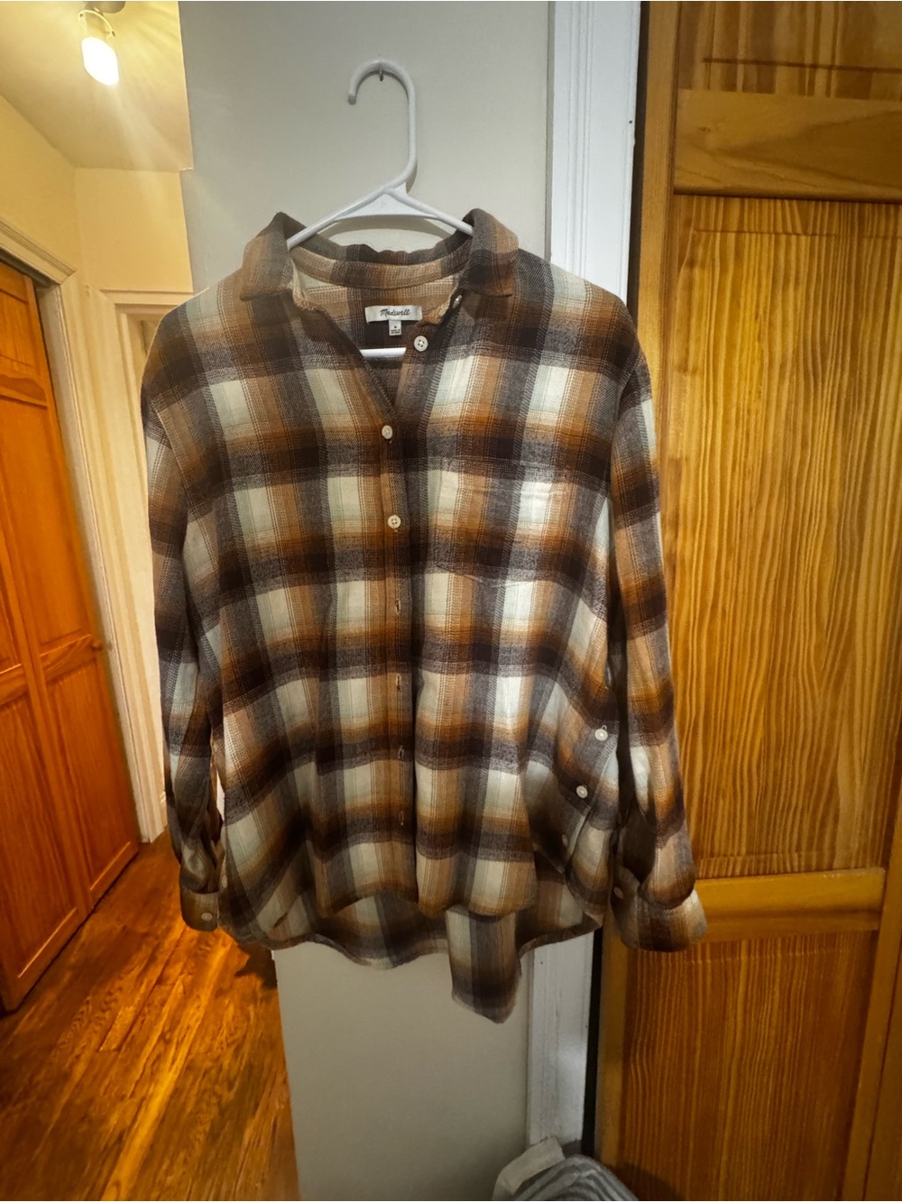 Madewell Brown & Cream Plaid Button-Down Shirt